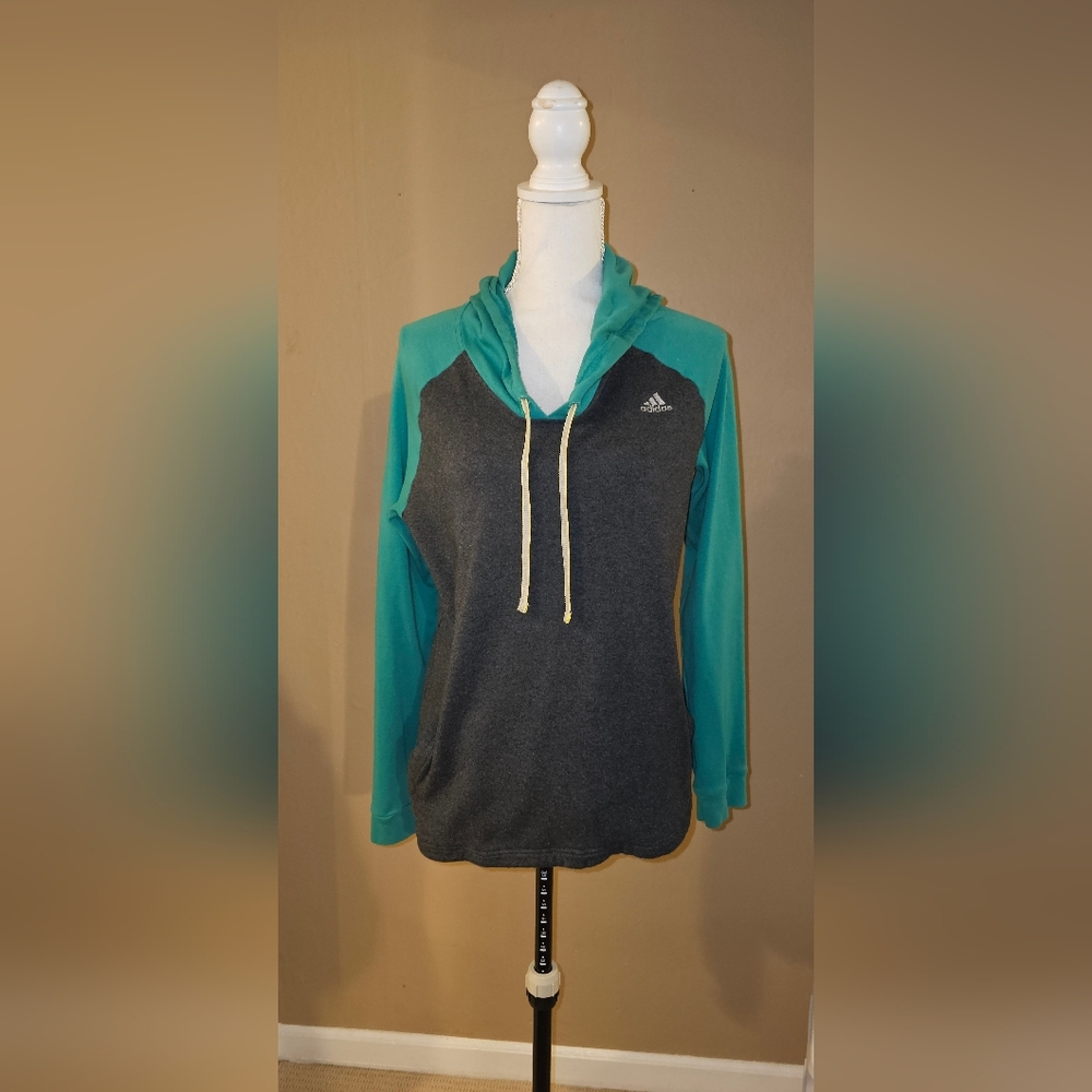 Adidas Green and Charcoal Grey Hoodie.